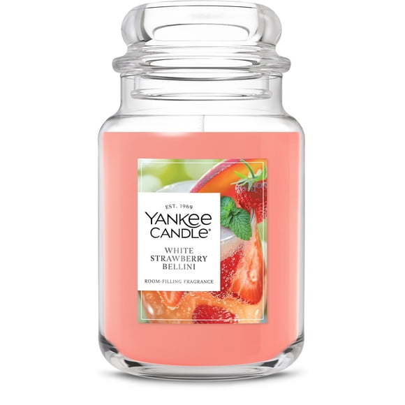 Candle Yankee Candle Bellini, fresa blanca, 624 ml, tamaño grande