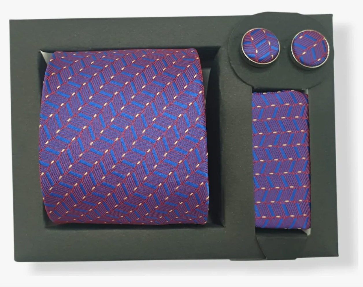 Riqui - Set Corbata, Pañuelo Y Colleras Morado