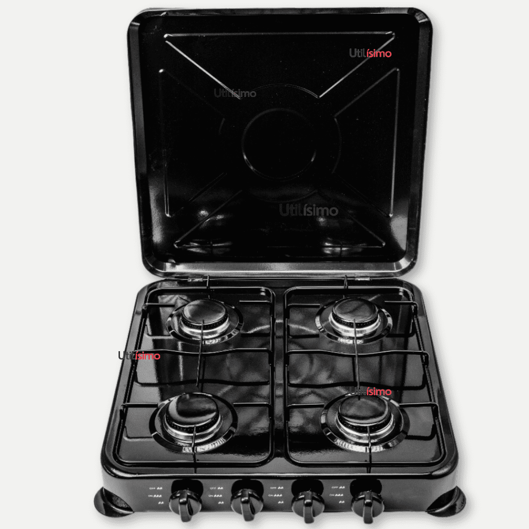Line - Cocina Encimera A Gas Licuado 4 Platos Cocinilla Negro