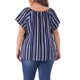 thumbnail image 3 of Agnes Orinda Blusa de Vacaciones con Estampado de Manga Corta y Hombros Descubiertos para Mujer de Talla Grande, Estilo Bohemio, Talla 2X, Azul Oscuro, 3 of 6