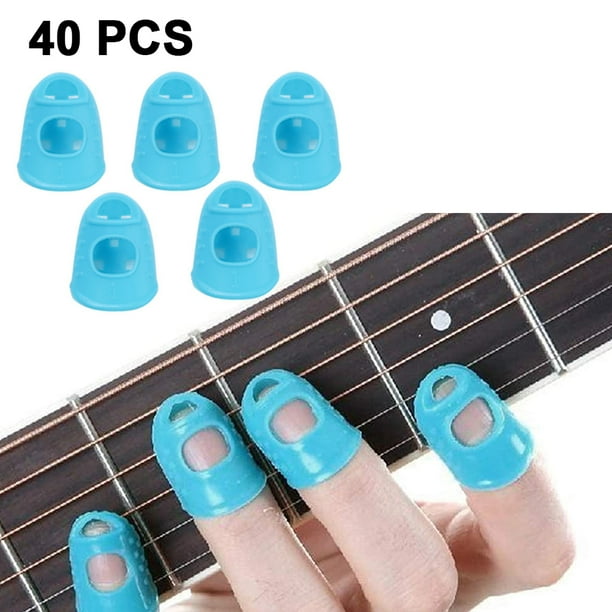 Protectores de dedos de silicona para guitarra, protectores de dedos para guitarra, protectores de dedos para ukelele, protectores de dedos para bajo, 5 tamaños, 40 unidades