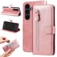 thumbnail image 1 of Funda tipo cartera para Samsung Galaxy S25 FE con bolsillo con cremallera y ranuras para tarjetas – Función de soporte Rosa, 1 of 5