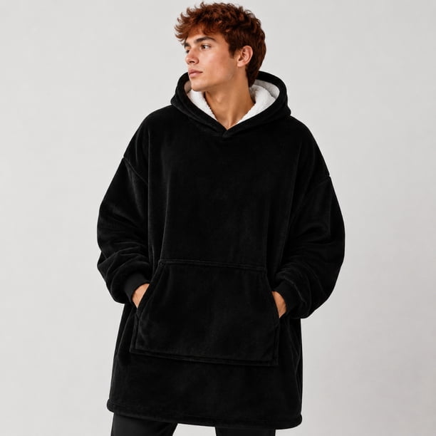 Poleron Felpa Con Capucha Manta Polar Bata Frazada Invierno