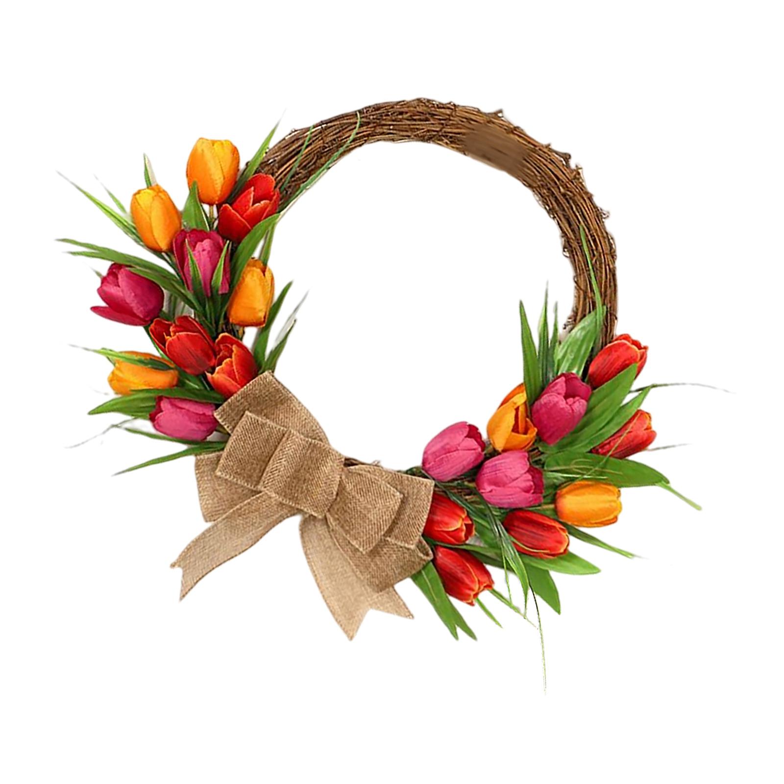 Bothyi - Guirnalda De Medio Círculo De 40 Cm Tulipán Decoración De Sala De Estar Artificial Puerta Delantera Roja