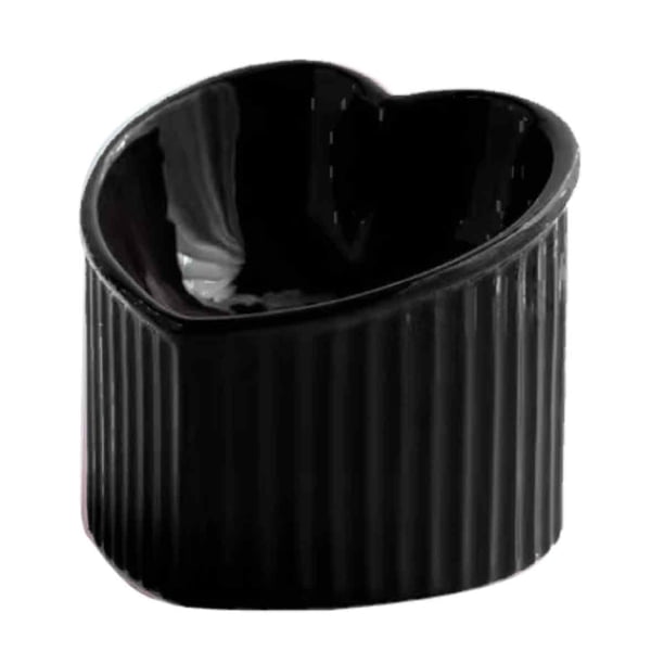 Cuenco de cerámica para gatos con boca oblicua y protección para el cuello y las patas altas, cuenco para comer y beber, antigolpes y antibarbilla negra.