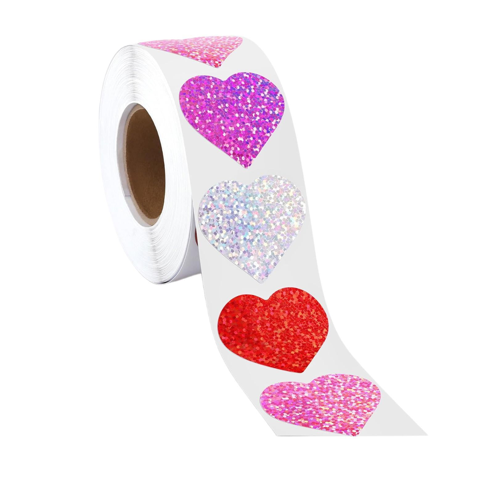Magideal - Pegatizas De Amor Foil Pegatizas De Corazón Brillante 4 Colores Pegatizas De Corazón Estable Pegatizas De Corazón Glitter Para El Día De San Valentín