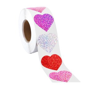 Magideal - Pegatizas De Amor Foil Pegatizas De Corazón Brillante 4 Colores Pegatizas De Corazón Estable Pegatizas De Corazón Glitter Para El Día De San Valentín