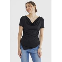 Fashionspark - Polera Mujer Drapeado Basta Negro