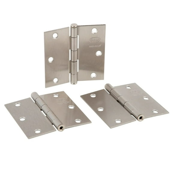 Pack 3 Bisagras De Acero Poli 3,5 X 3,5 Níquel Satín, proyecto madera