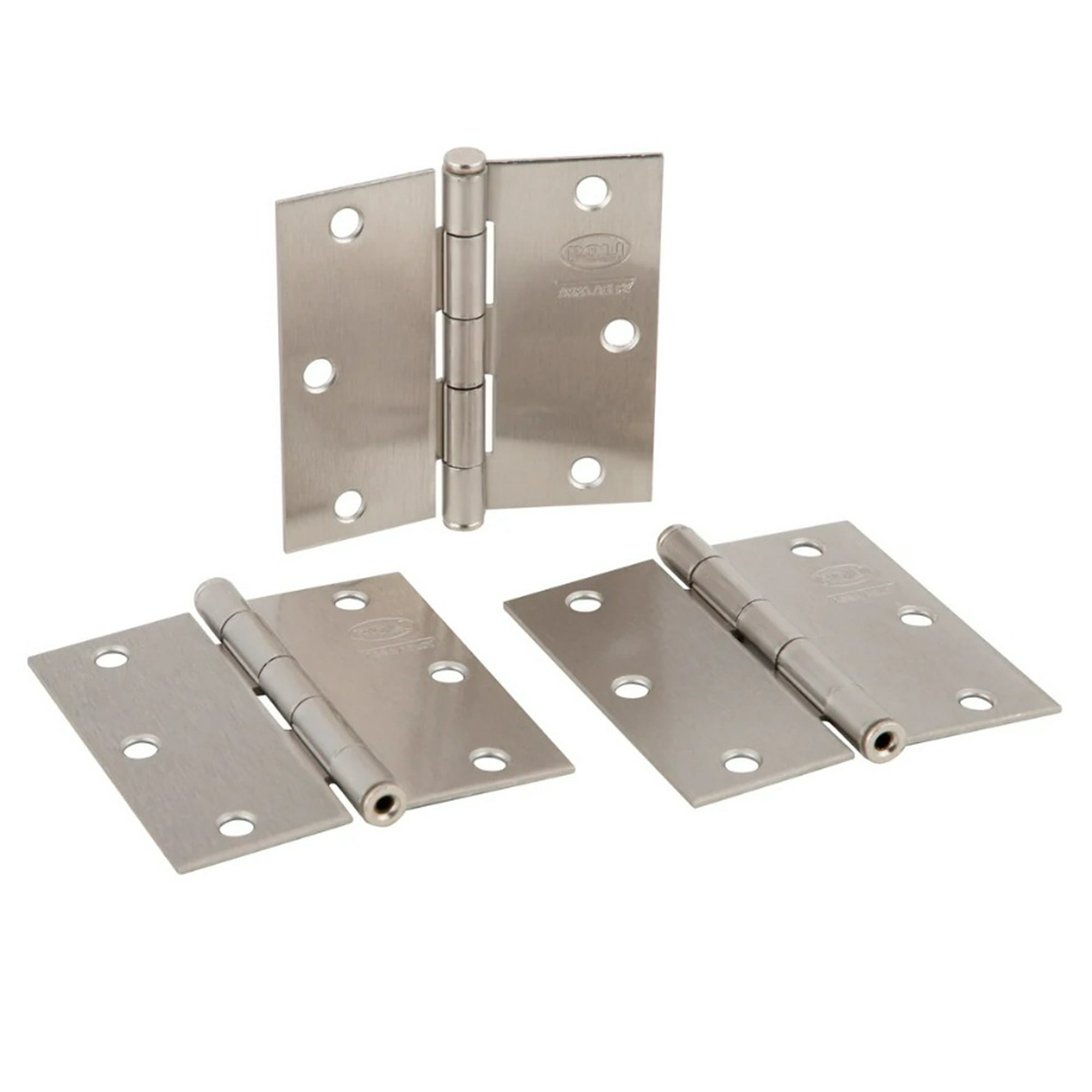 Pack 3 Bisagras De Acero Poli 3,5 X 3,5 Níquel Satín, Proyecto Madera