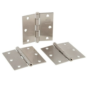Pack 3 Bisagras De Acero Poli 3,5 X 3,5 Níquel Satín, Proyecto Madera