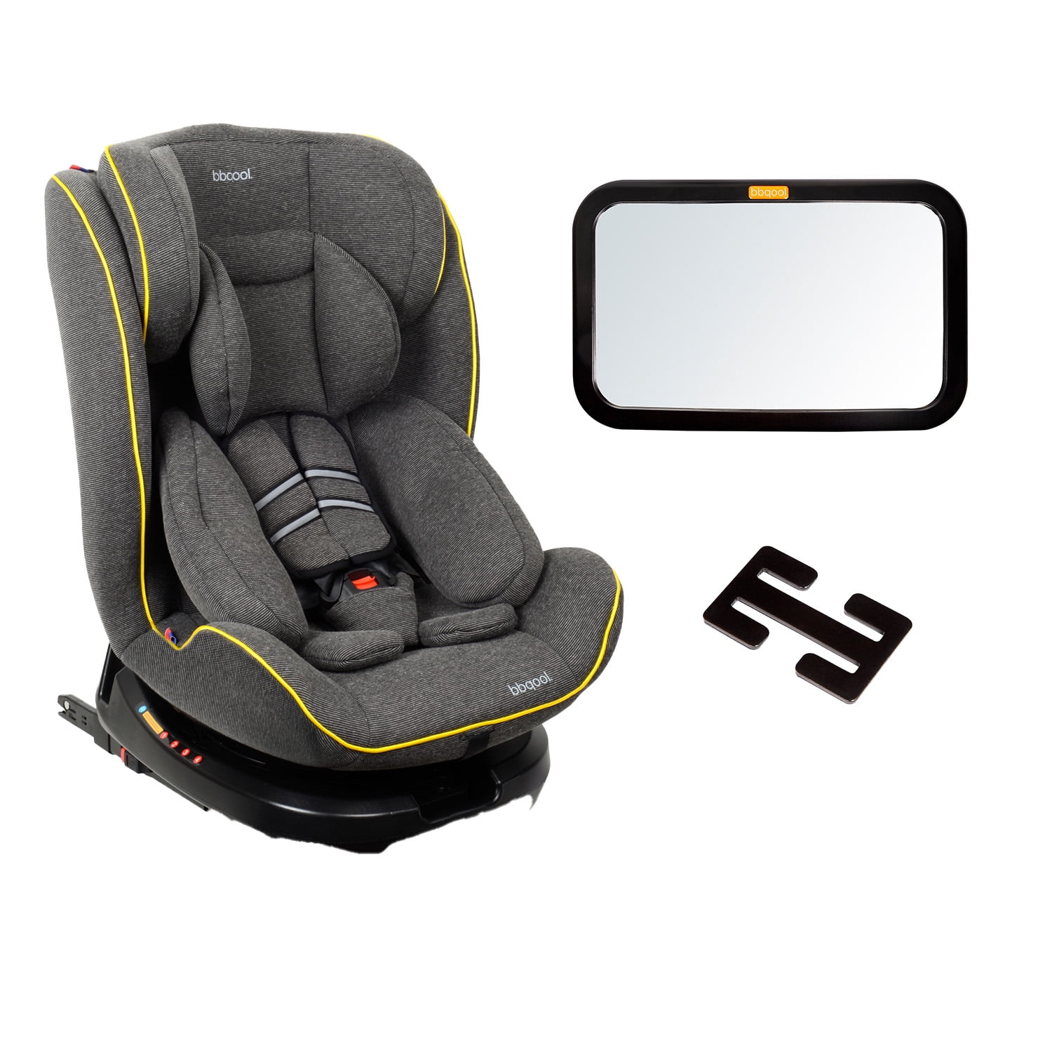 Bbqool - Silla De Auto Convertible Apolo Isofix Lx 360° Grey + Espejo Retrovisor Mirror Xl