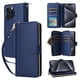 thumbnail image 2 of Funda Cartera con Cremallera y Correa para iPhone 15 Pro Soporte y Tarjetero Azul, 2 of 6