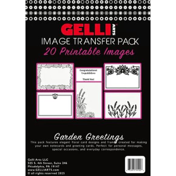 Paquete imprimible de transferencia de imágenes Gelli Arts Garden Greetings