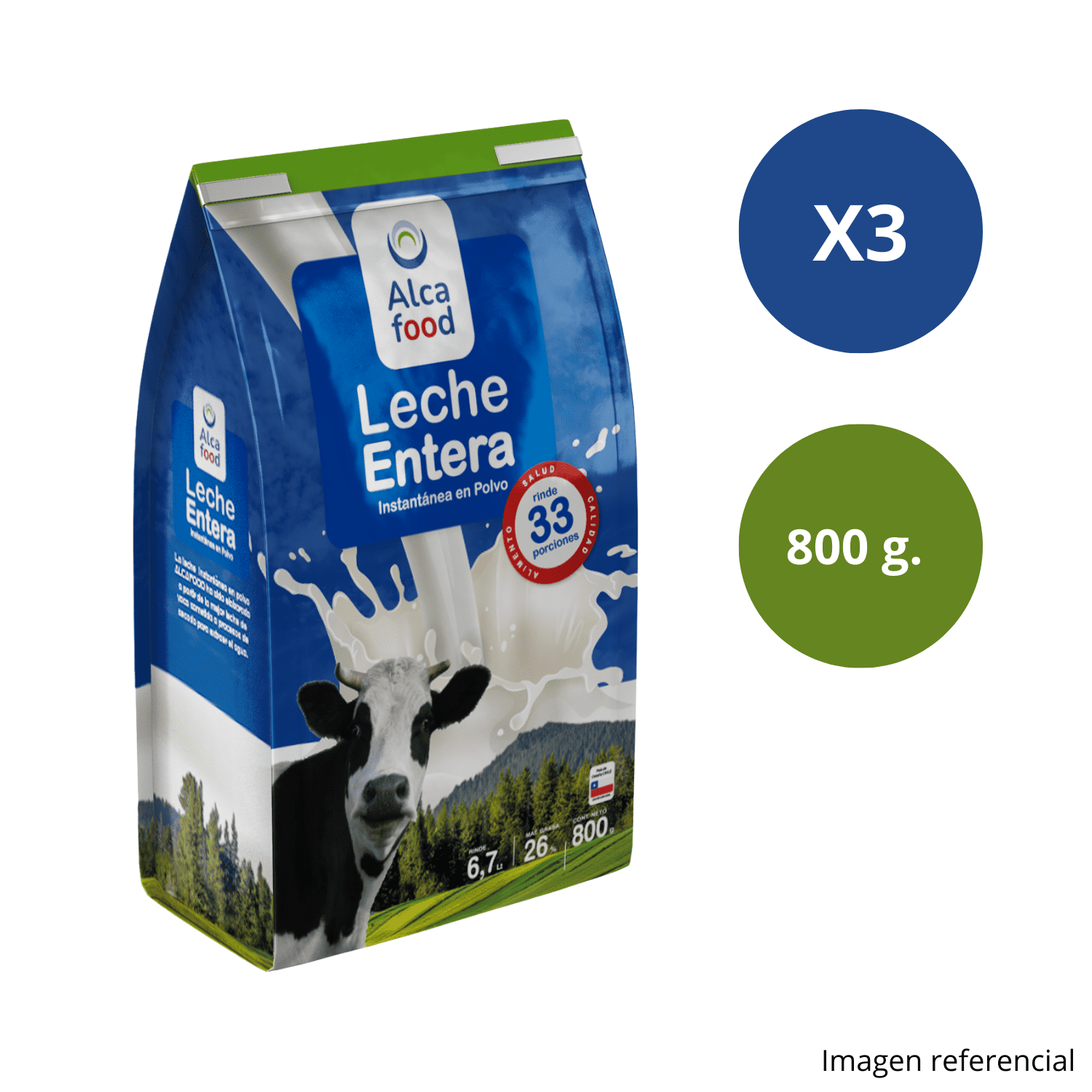 Alcafood - Leche Entera En Polvo 3x 800 Gr