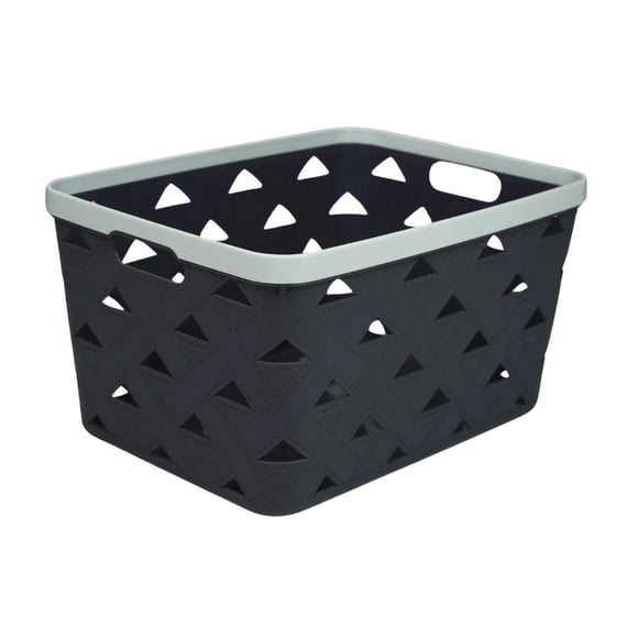 Canasto Organizador Plastico Multiusos Rattan 21 Litros - Gris Oscuro