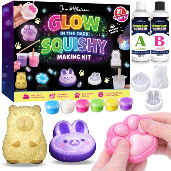 Kit para hacer squishies Jim&Gloria que brillan en la oscuridad, manualidades DIY