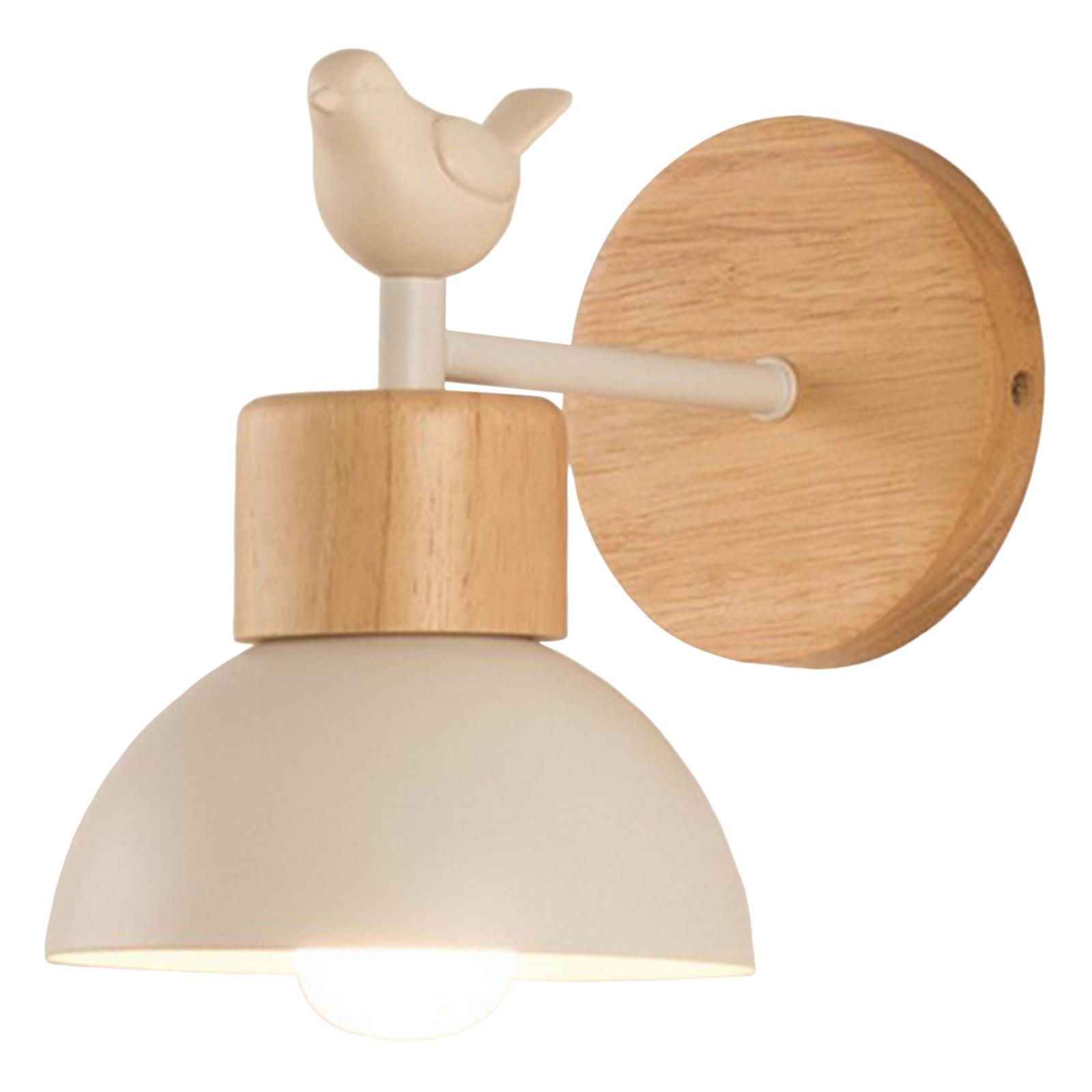 Magideal - Lámpara De Pared Ajustable Para Dormitorio Sconces De Pared Industriales Modernos Aplique Montado En Madera Y Metal Iluminación Para Estudio Adecuado Para Lectura Blanco Con Pájaro