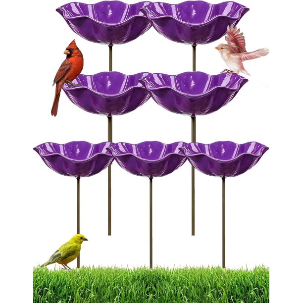 Estaca jardín flor metal hecha mano baño pájaros estación riego abejas mariposas exterior