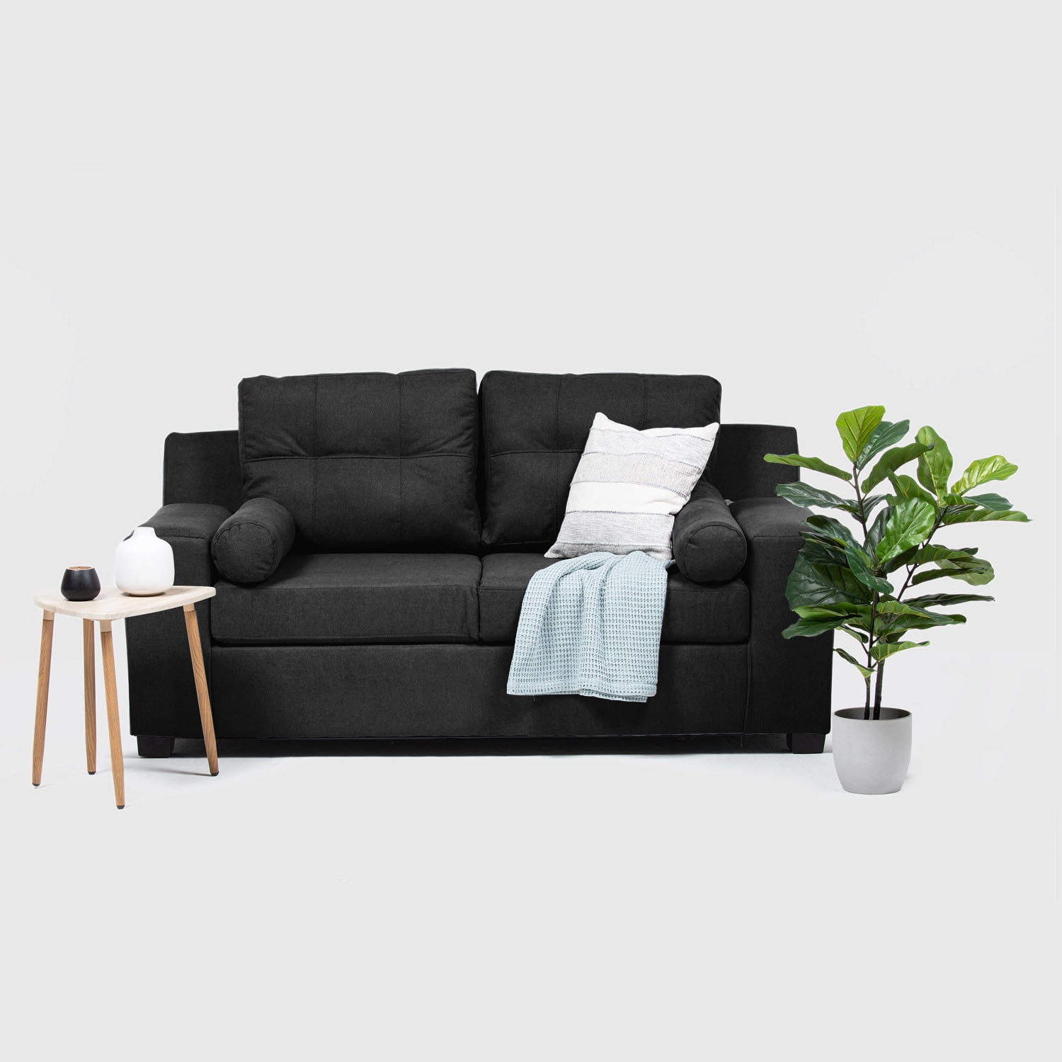 Intermuebles - Sofá 3 Cuerpos Santi Tela Negro