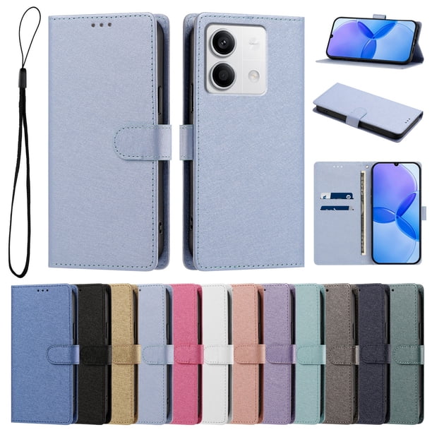 Cartera Funda para Xiaomi Redmi Note 13 5G Carga Inalámbrica, Azul Cielo