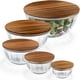thumbnail image 1 of Set grande de 5 bowls de vidrio dokaworld con tapas de acacia, 1 of 9
