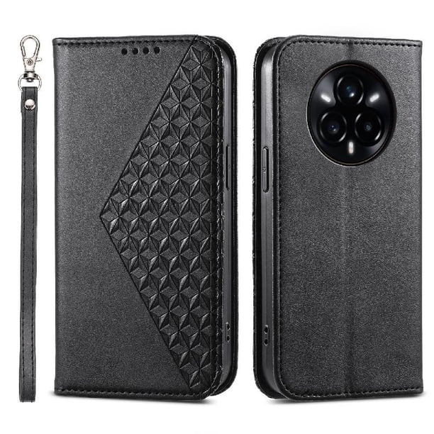 Funda Flip FOXDOCK para Realme 14 Pro Plus , Estilo Billetera con Diseño Rombo, Correa de Mano y Soporte, Uso Diario