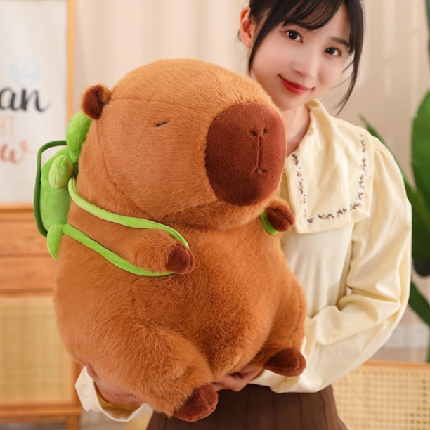 Capibara De Peluche Con Mochila De Tortuga LHOEST – 23 Cm, Kawaii Y Suave, Regalo Para Niños Y Niñas