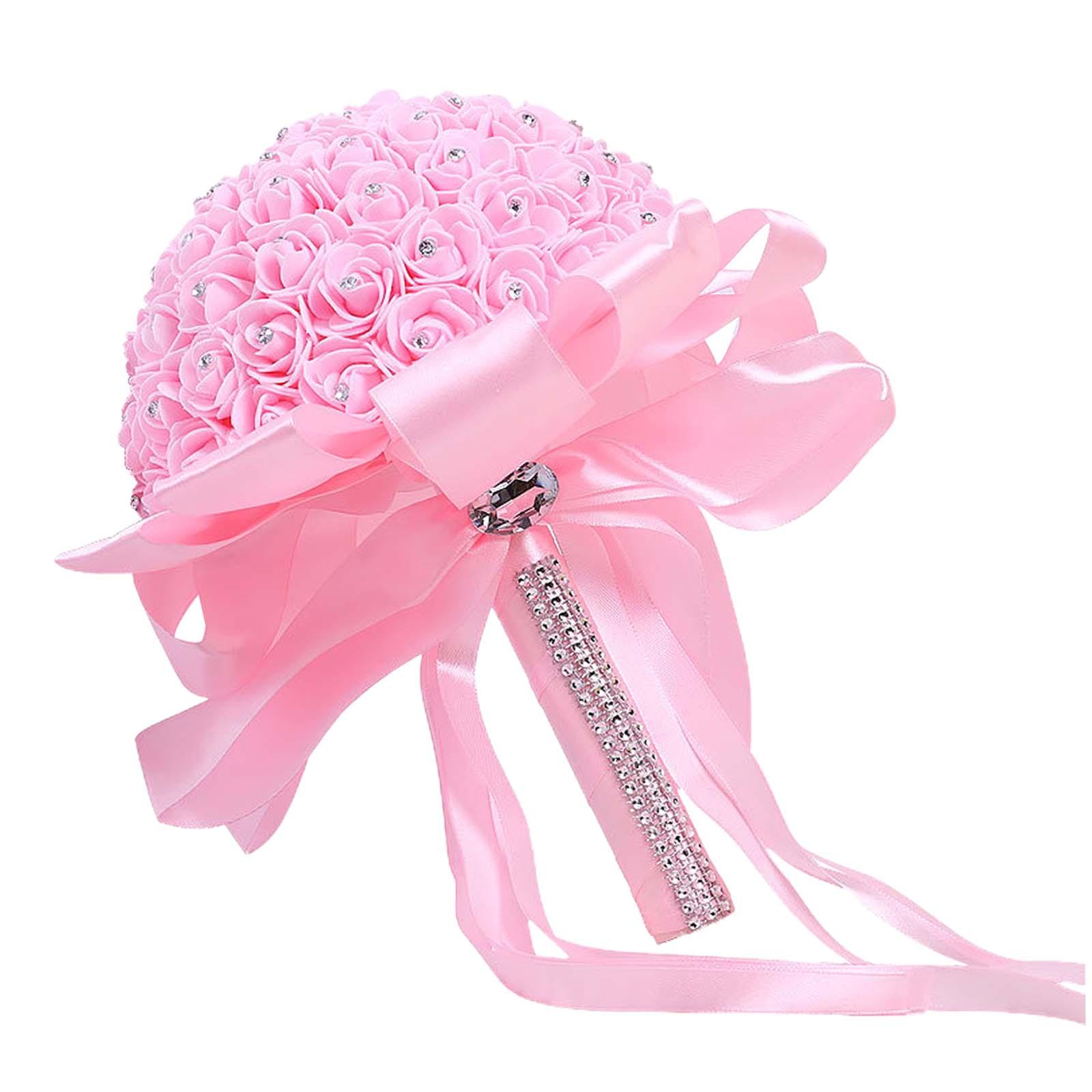 Bothyi - Ramos De Boda Flores Artificiales Hechas A Mano Para Vacaciones Aniversario De Bodas Rosa