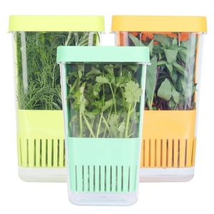 Herb Keeper Luvcosy Plástico Sin Bpa Con Cesta Interior, Paquete De 3