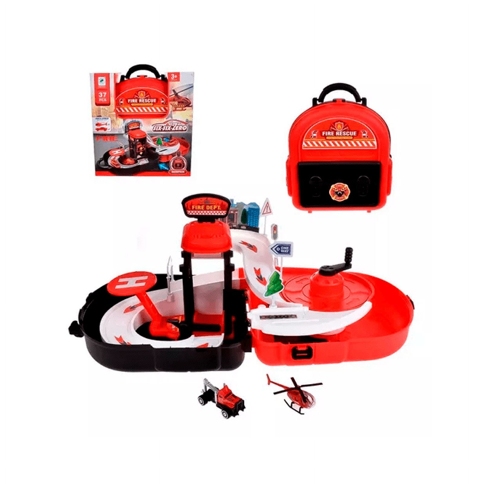 Genérico - Mochila Pista Garage Parking Fire Juguete Estacion Bomberos