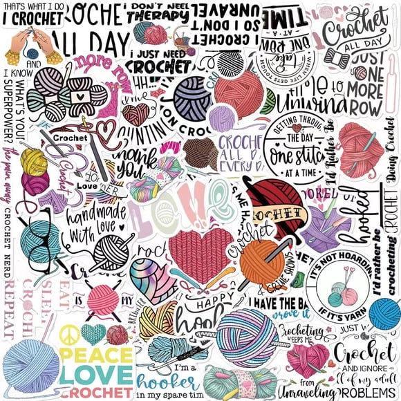 Pegatinas Uaitodee Pack de 50 – Tema Crochet – Vinilo
