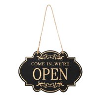 Ioensy - Letrero De Puerta Cerrada Abierta, Letrero De Negocios, Madera Colgante Para Tienda, Pub, Restaurante, Letras Doradas Negras