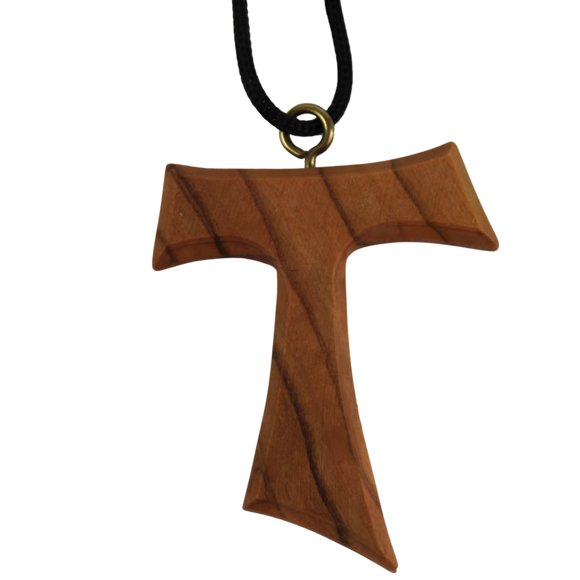 Collar Holy Land Market de 70 cm con Cruz Tau de Madera de Olivo