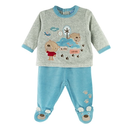 Pumucki - Conjunto Plush Oso Gris Talla Recién Nacido