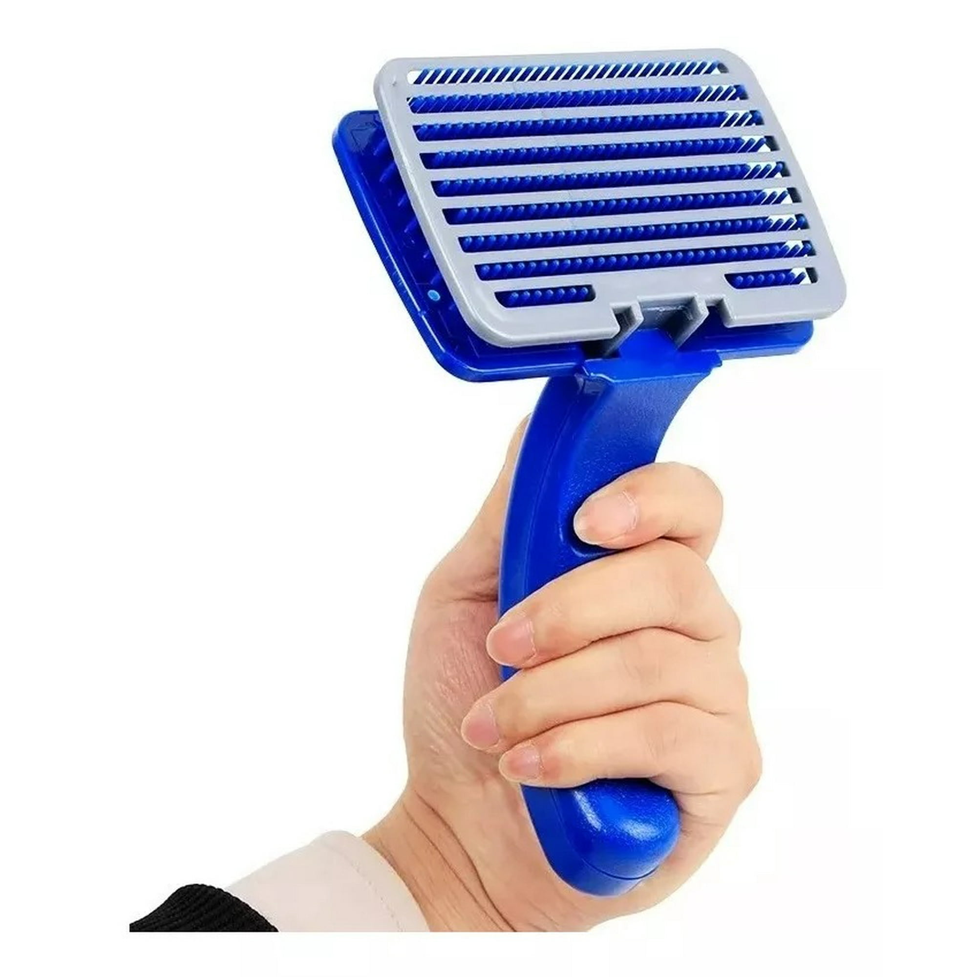 Defensor Forever - Cepillo Para Perros Y Gatos, Con Eliminador De Pelos Talla L Azul