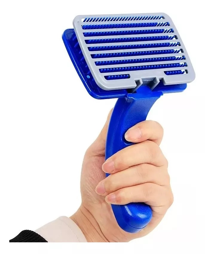 Defensor Forever - Cepillo Para Perros Y Gatos, Con Eliminador De Pelos Talla L Azul