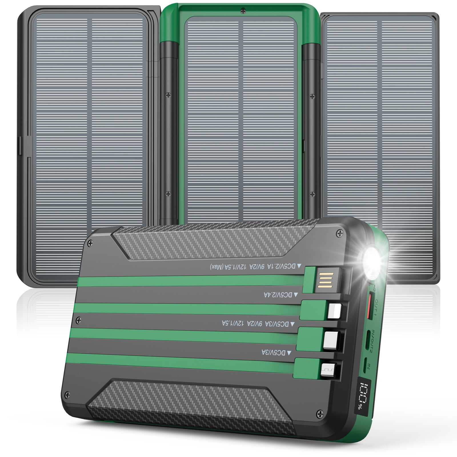 Cargador Solar Power Bank Jinepin 46800 Mah Con 3 Paneles Solares