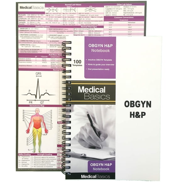 Cuaderno Medical Basics 21 cm Gineco‑Obstetricia Historia y Examen Físico (H&P) – 100 Plantillas