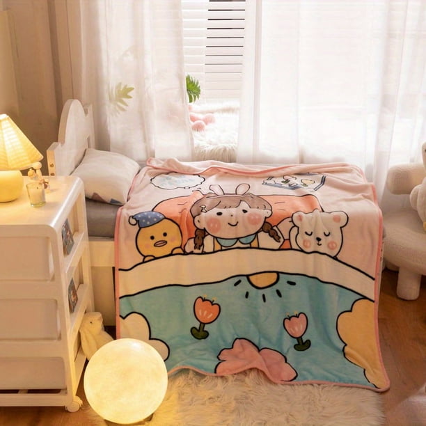 1pc 39.37*55.12in Children's Dinosaur Family Printed Flannel Blanket, Adult Office Lunch Break Blanket, Super Compact Flannel Plush Blanket With A Weight Of 300g/m2, Suitable For Strollers And Kinder