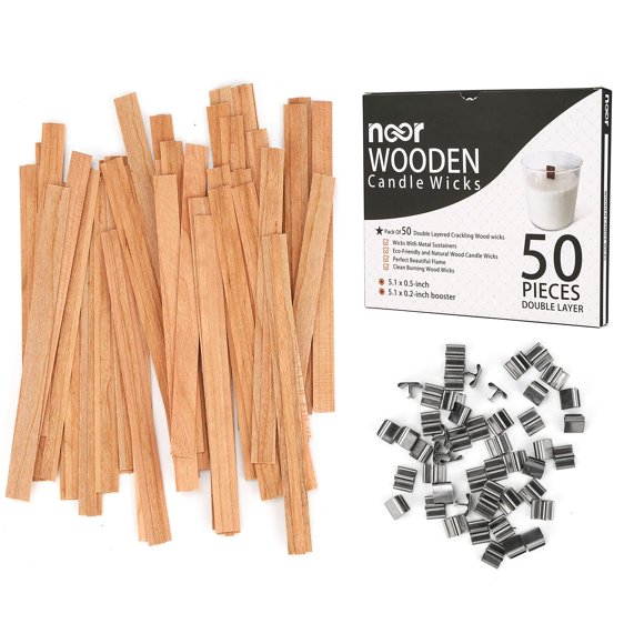 Mechillas de madera para hacer velas NOOR de doble capa, 50 unidades