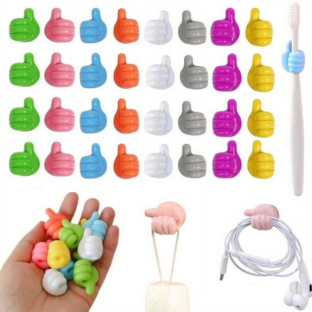 30pcs Self Adhesive Silicone Thumb Hooks - Perfect for Organizing Cables, Headphones, Plugs & Masks!