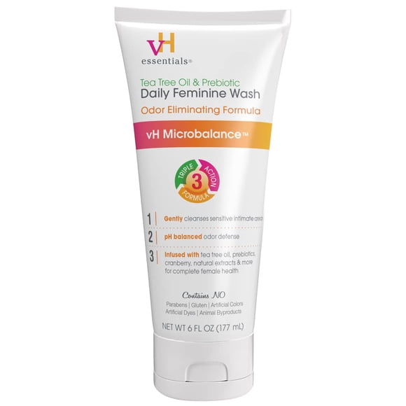 Feminine Wash vH essentials con pH balanceado con aceite de árbol de té, 180 ml