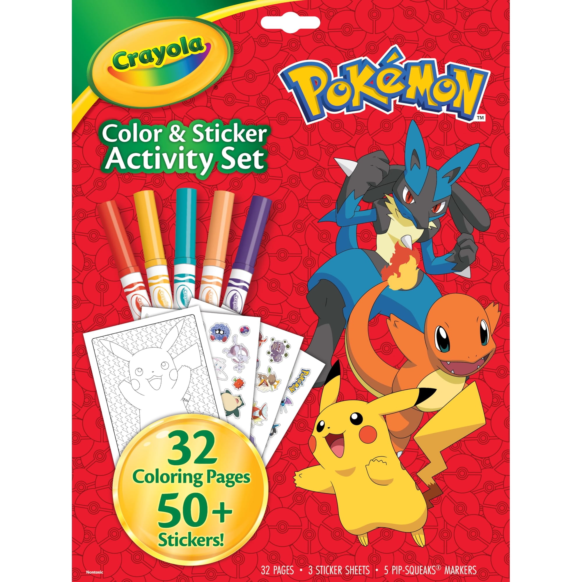 Set De Actividades Para Colorear Y Con Stickers Crayola Pokémon 32 Páginas