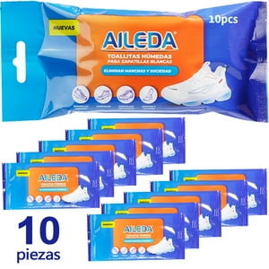 Aileda - Toallitas Húmedas Limpiadoras Para Zapatillas Blan 10 Uni