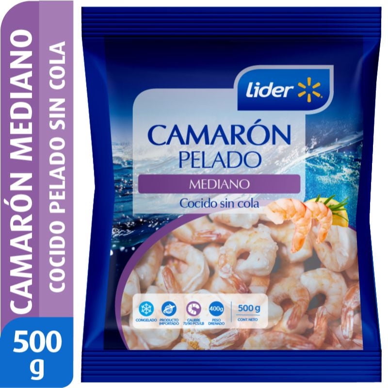Camarón Mediano Pelado Con Cola Cocido 500 g Lider