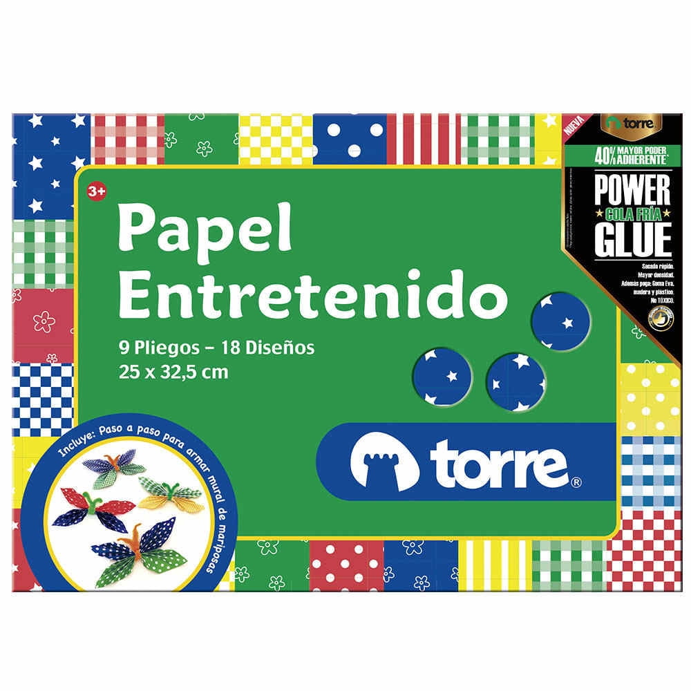 Papel Entretenido 9 Pliegos 18 Diseños 1 Un Torre