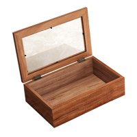 Magideal - Caja De Almacenamiento De Madera Estuche De Joyería Versátiles Versátiles De Joyería Vintage De Madera Resistente Con Tapa De Vidrio Para Pasatiempos L