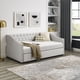 thumbnail image 1 of Twin Size Daybed with Twin Size Trundle Upholstered Tufted Sofa Bed, with Button on Back and Copper Nail on Waved Shape Arms, Beige (80.5"x41"x30.5"), 1 of 3