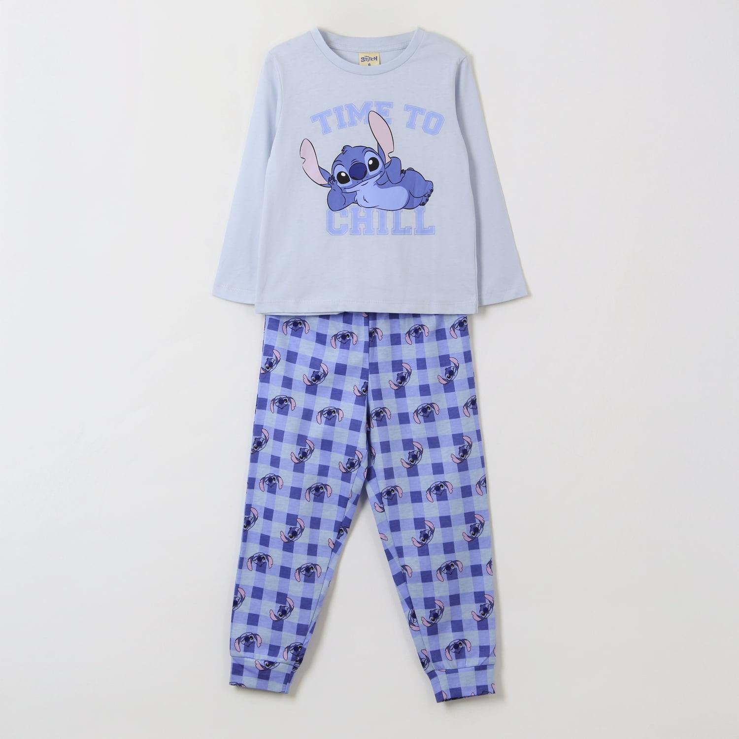Pijama Manga Larga Niña Time To Chill Stitch Celeste Disney